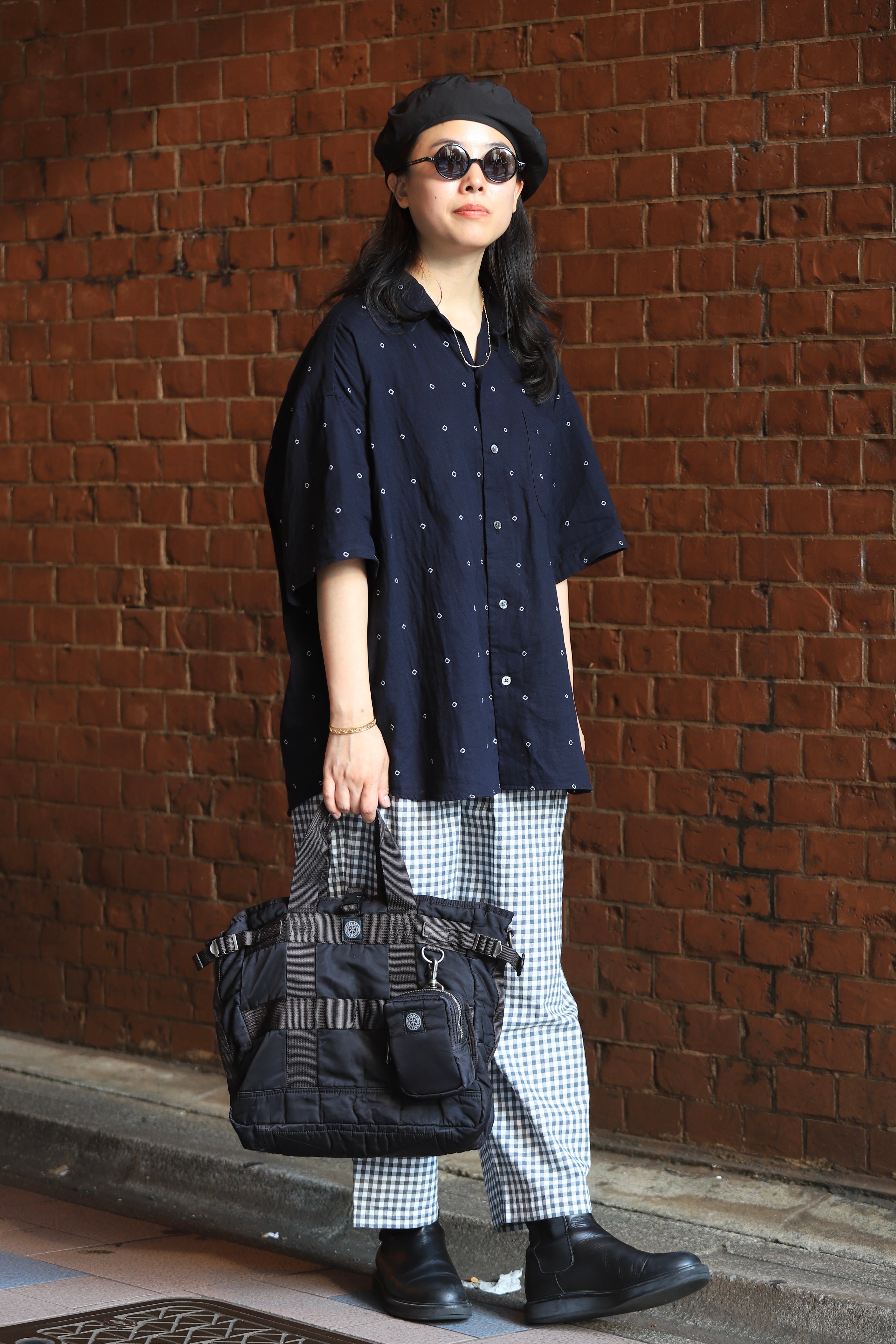 "GINZA EXCLUSIVE" SUPER NYLON TOTE BAG M -BLACK-