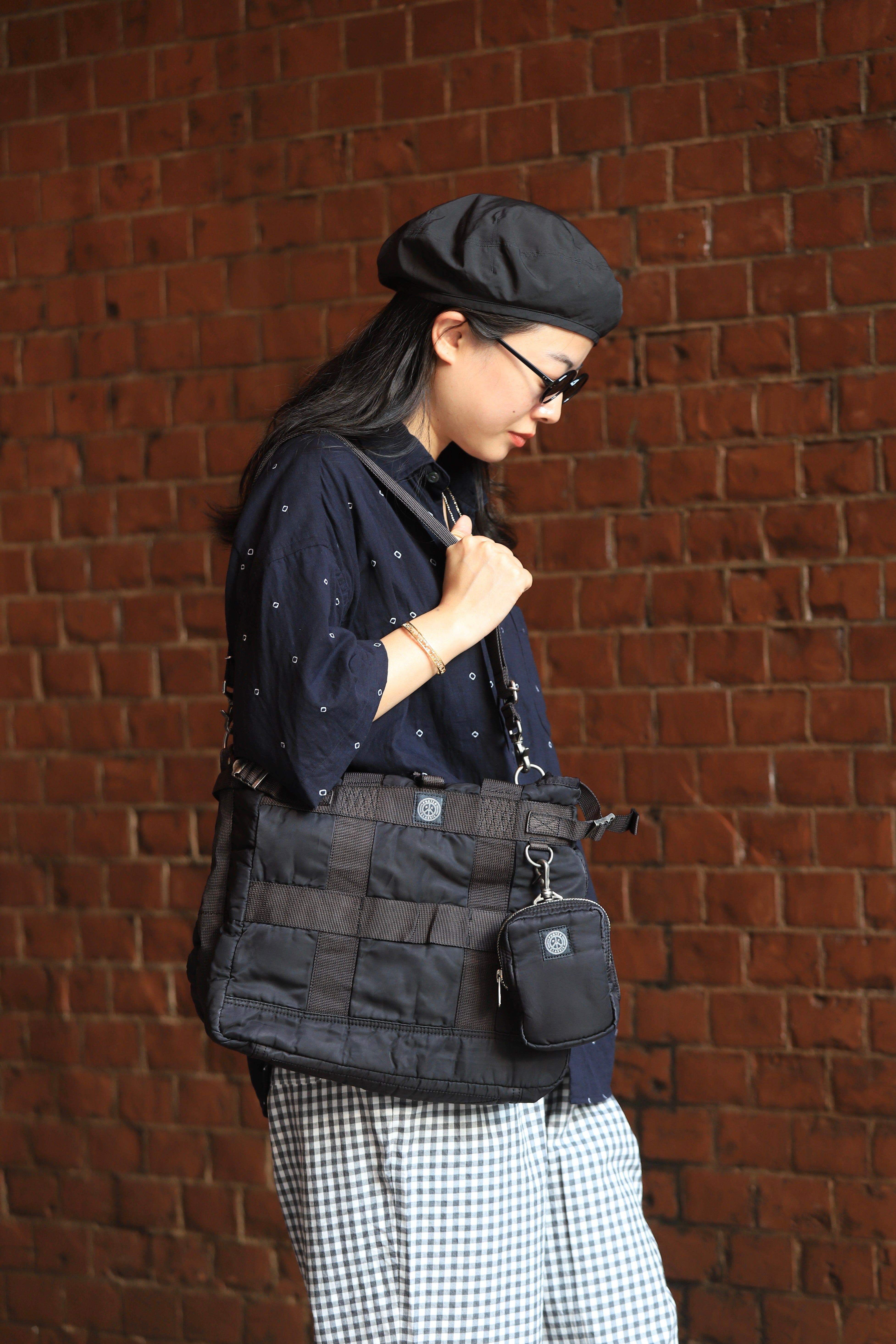 "GINZA EXCLUSIVE" SUPER NYLON TOTE BAG M -BLACK-