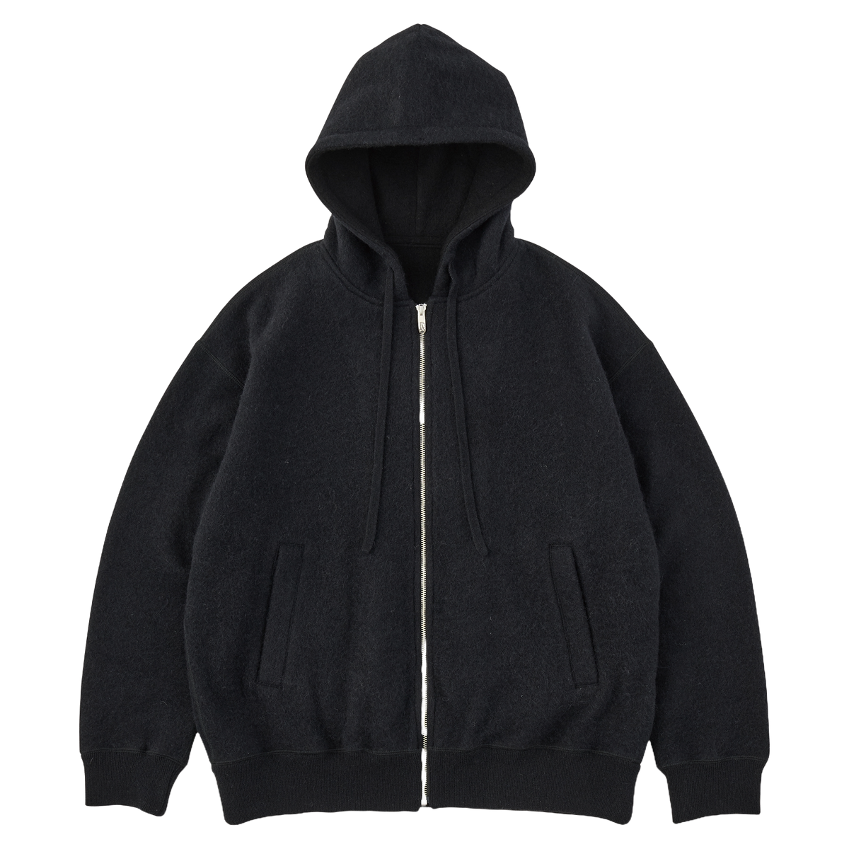 BABY ALPACA / CASHMERE DOUBLE FACE ZIP UP PARKA W / SILVER ZIPPER