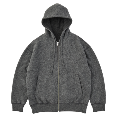 BABY ALPACA / CASHMERE DOUBLE FACE ZIP UP PARKA W / SILVER ZIPPER
