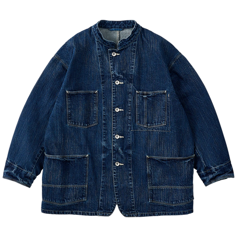 STEINBECK DENIM STAND COLLAR JACKET -NAVY-
