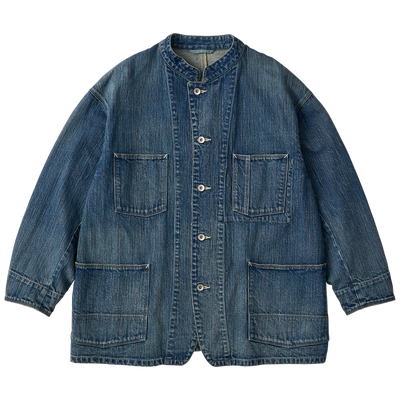STEINBECK DENIM STAND COLLAR JACKET -BLUE-