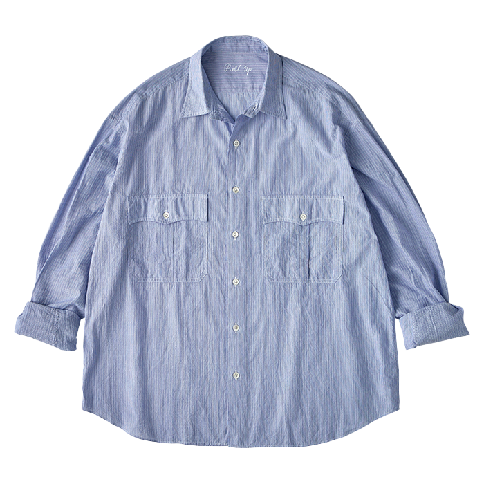 【PARTIMENTO】 Alternate Stripe Roll Up Half Shirts /追跡付 ROLL UP STRIPE SHIRT -2025SS-