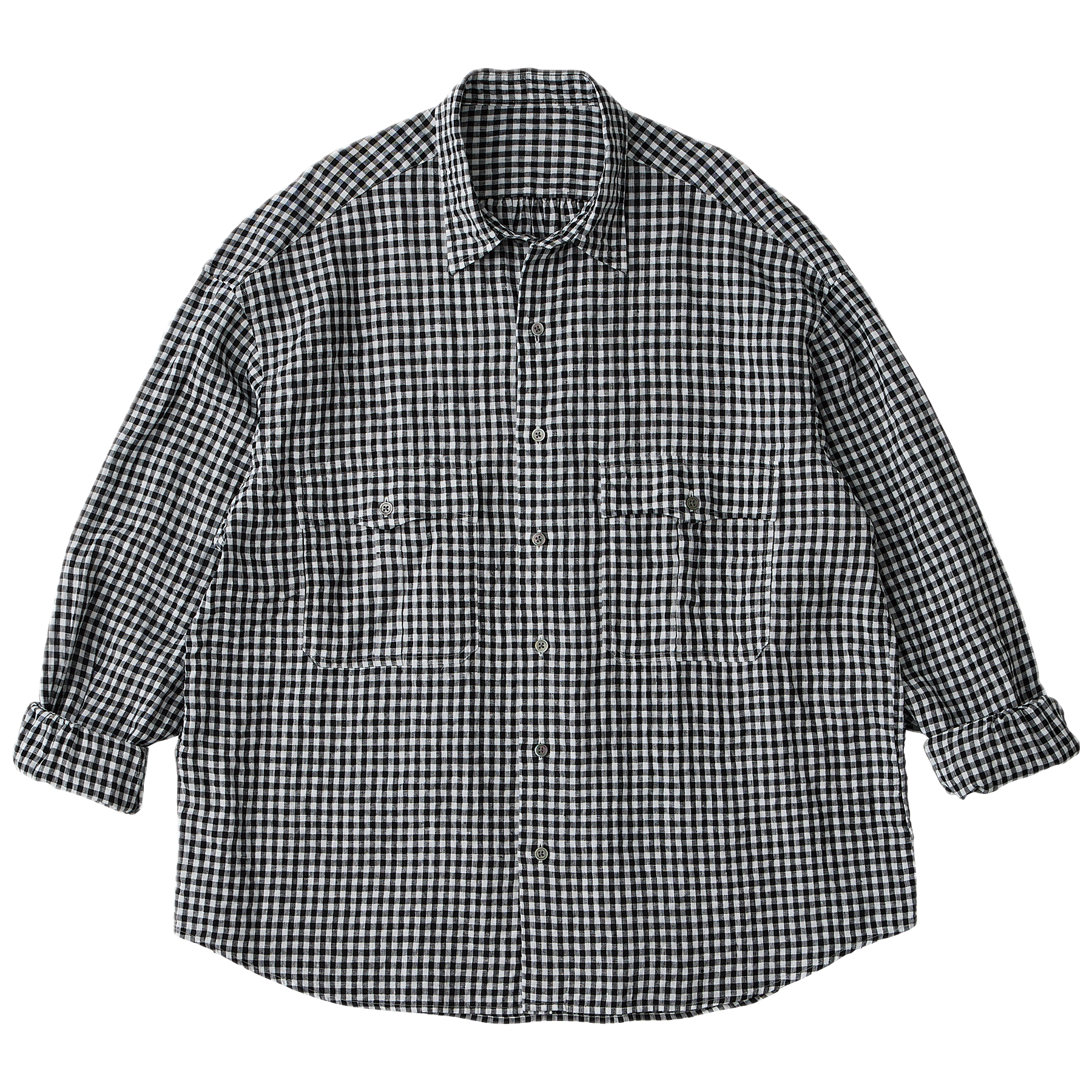 ROLL UP LINEN GINGHAM CHECK SHIRT