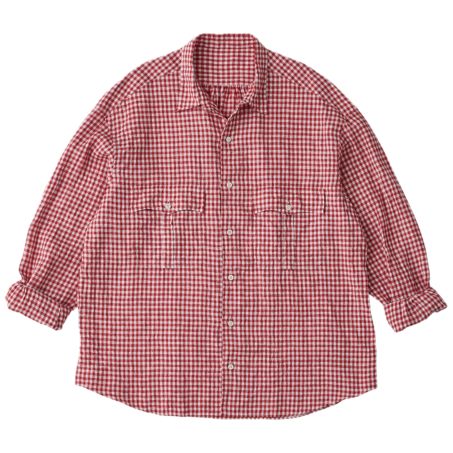 ROLL UP LINEN GINGHAM CHECK SHIRT