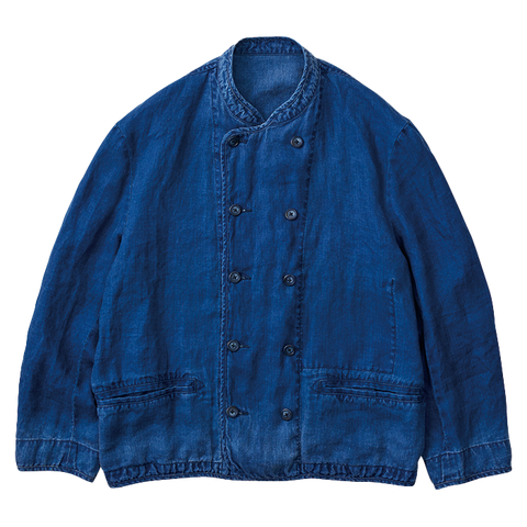 INDIGO LINEN SHORT RIDERS JACKET INDIGO LINEN SHORT RIDERS JACKET
