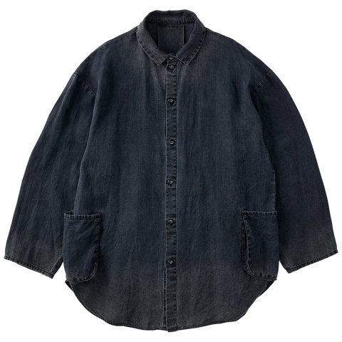BLACK LINEN SHIRT JACKET