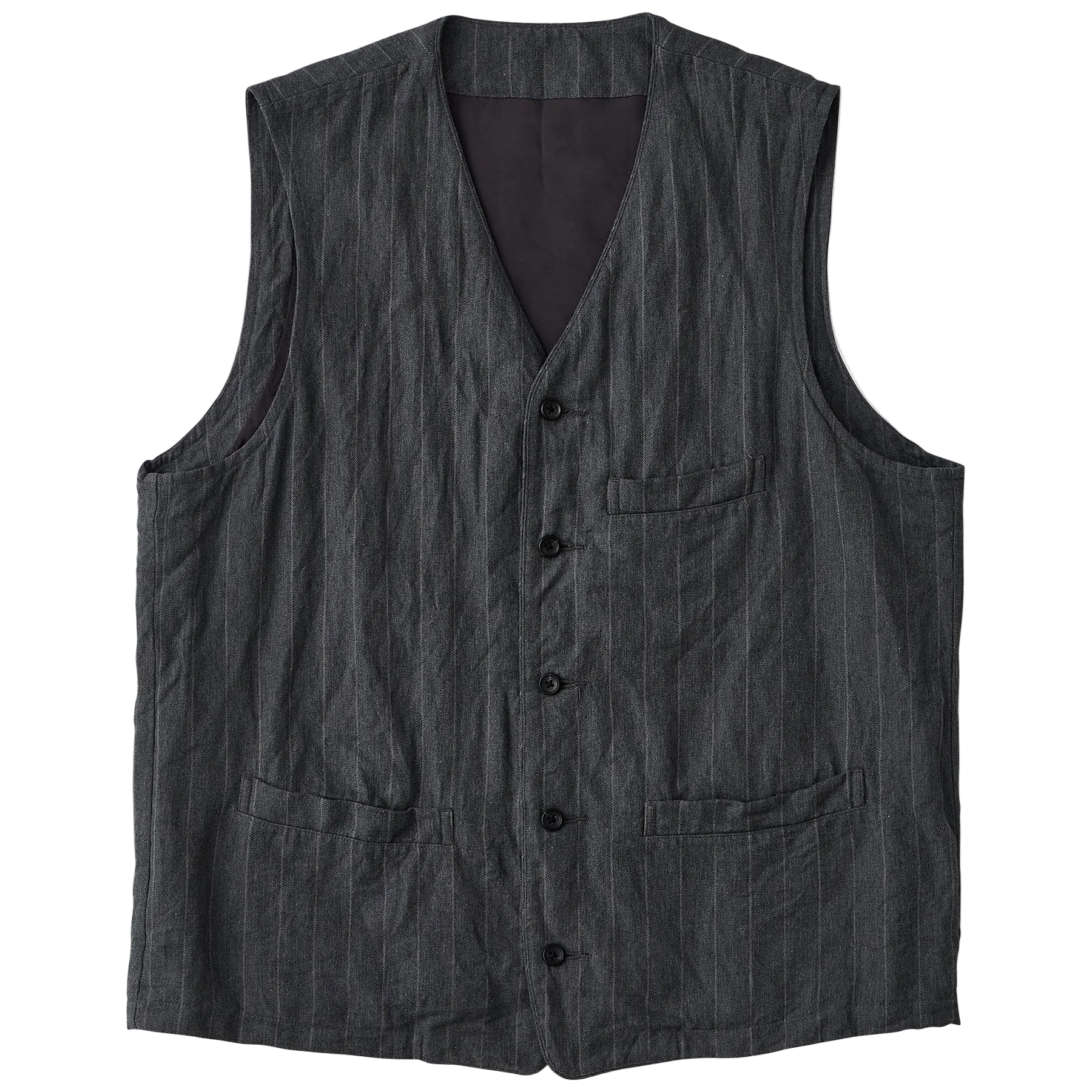 PIN STRIPE LINEN COTTON CLASSIC VEST WATCH CHAIN ITEM