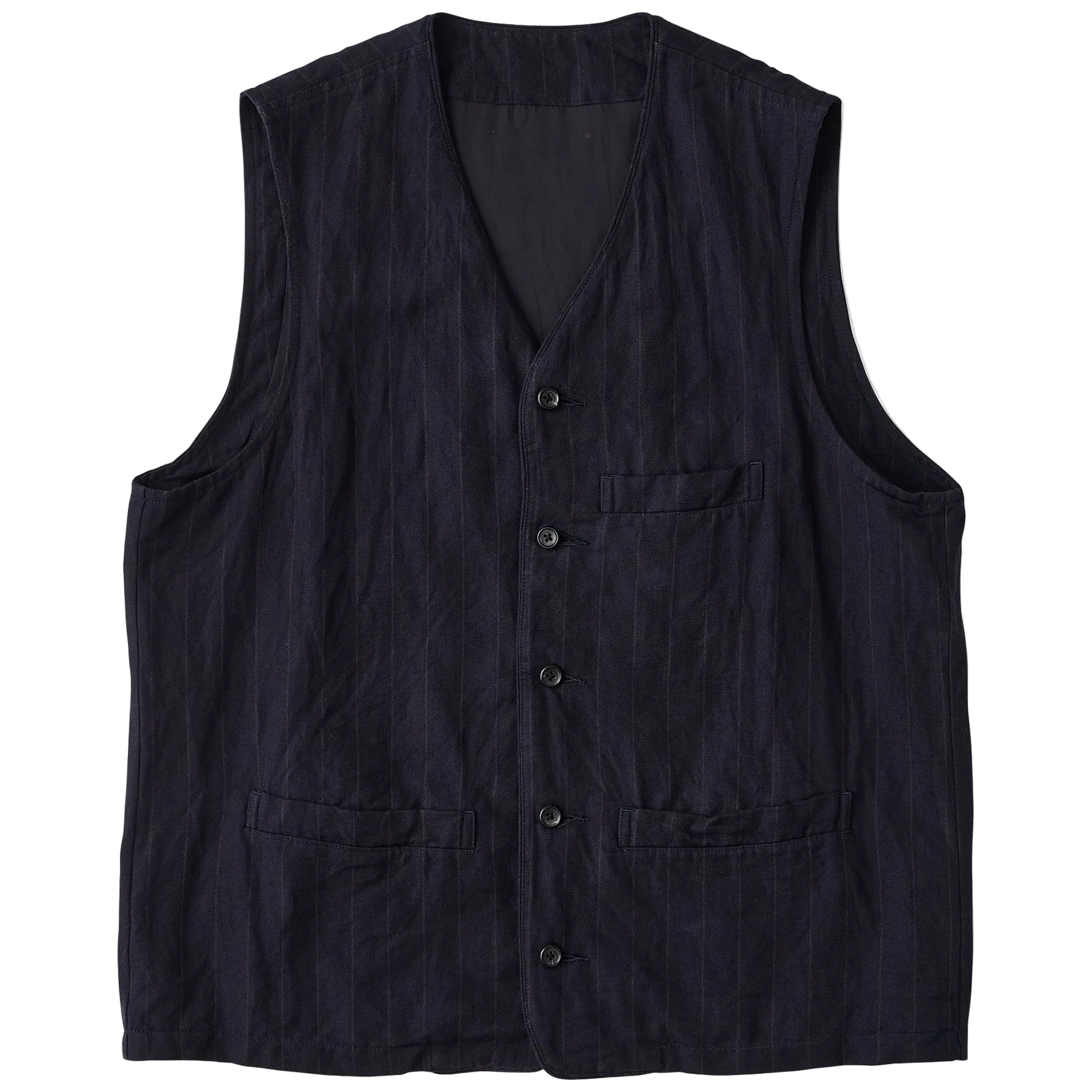 PIN STRIPE LINEN COTTON CLASSIC VEST WATCH CHAIN ITEM
