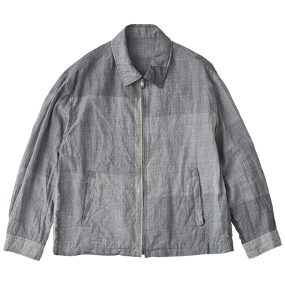 RAMIE BLOCK CHECK ZIP UP JACKET W / LOVE & PEACE SILVER