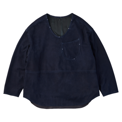 LEATHER SUEDE PULLOVER JACKET W / LAPIS & SILVER (ENTREFINO)
