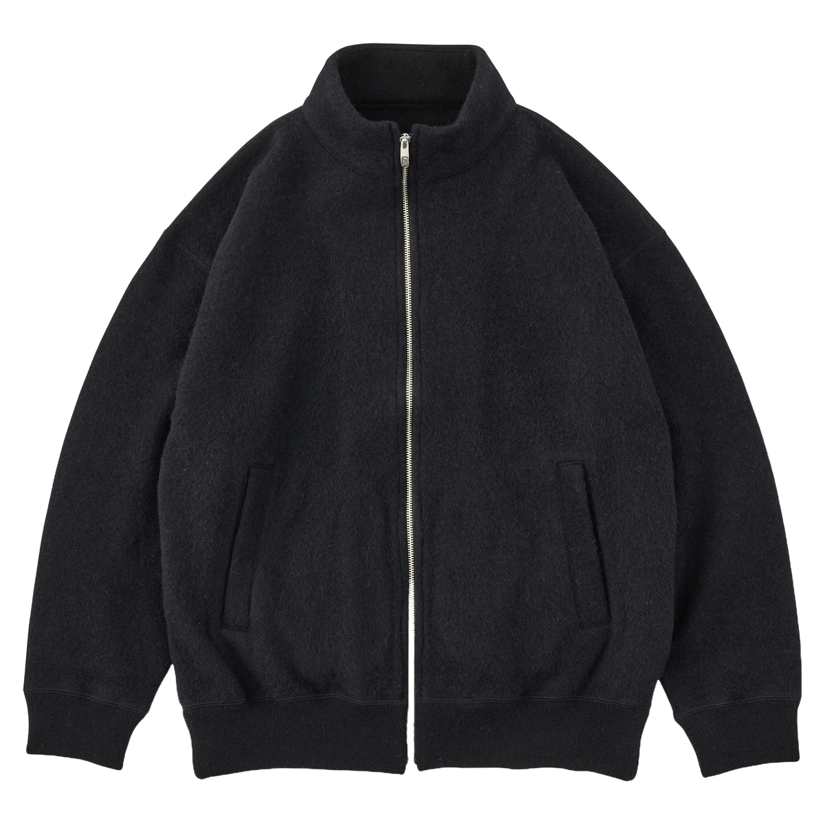 BABY ALPACA / CASHMERE DOUBLE FACE ZIP UP JACKET W / SILVER ZIPPER