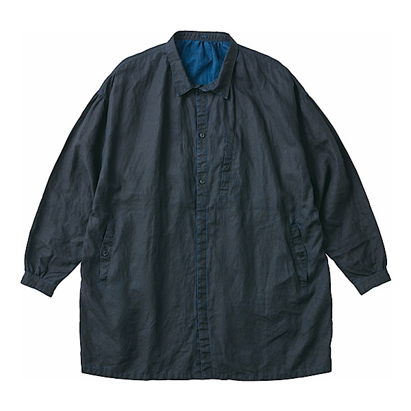 価額全部ショップの中に Famers Linen サイズ2 Jacket-Indigo Gathered ミリタリージャケット
